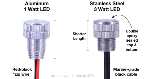 LED Bolt Comparison Aluminum vs Stainless Steel