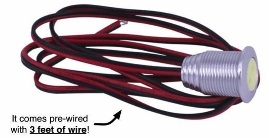 Prewired with 3 feet of red/black wire
