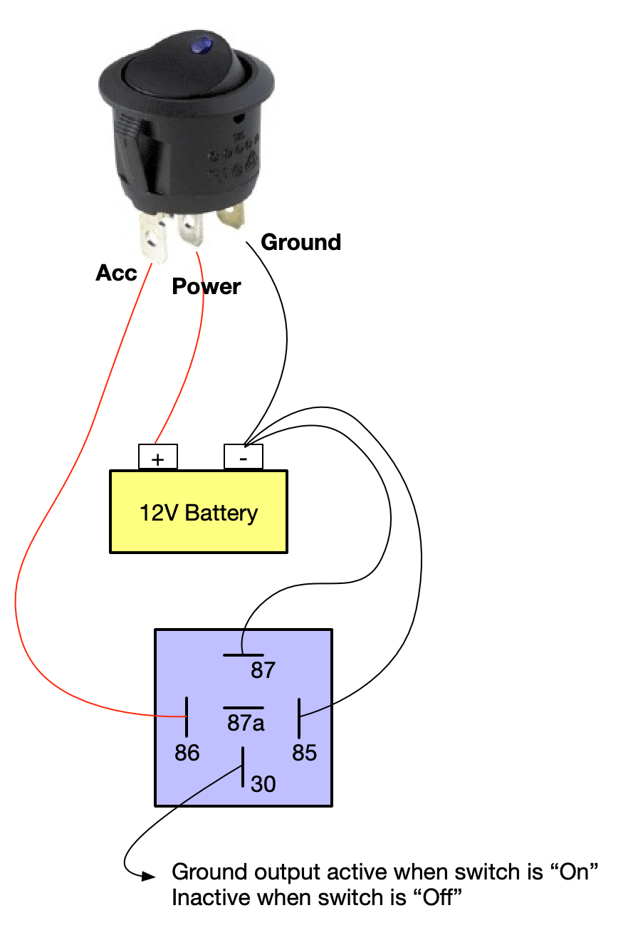 LED Switch ground output using relay