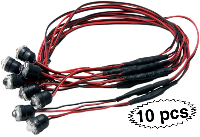 10 x PREWIRED SUPERFLUX 4-CHIP LEDs - 12V WHITE LED