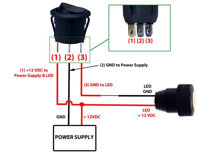 Buy 12v LED Round Rocker Switch | Remotes & Switches