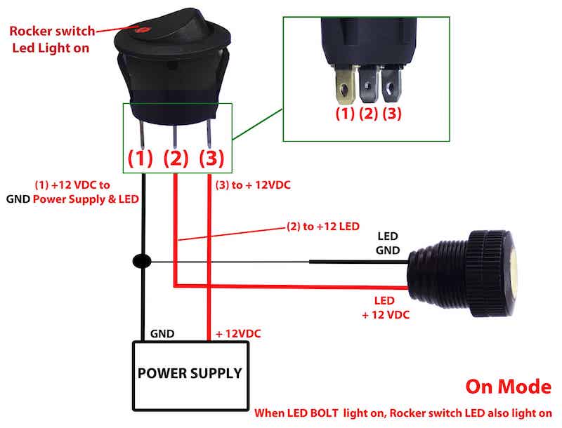 Buy 12v Led Round Rocker Switch