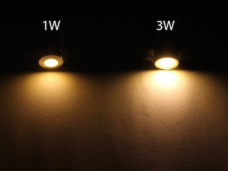 1 watt vs 3 watt warm white LED bolt